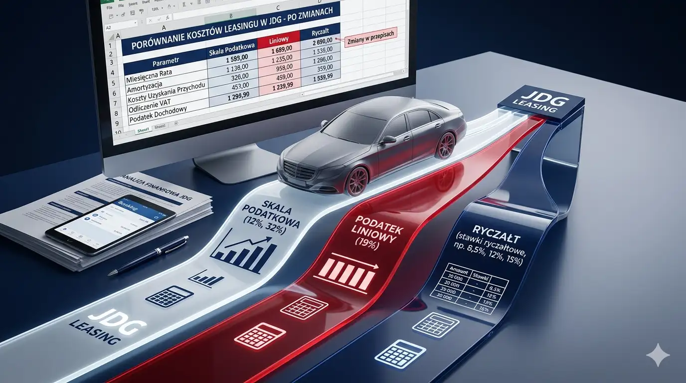 Leasing w JDG - skala podatkowa, liniówka czy ryczałt? Porównanie po zmianach